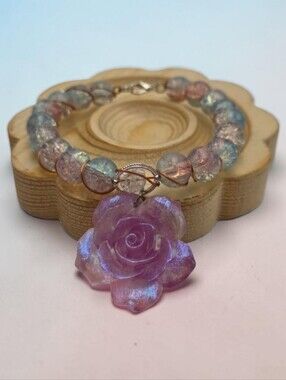 Handmade wirewrapped Elegant Purple Rose Bracelet